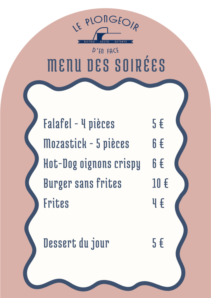 menu plongeoir den face soiree